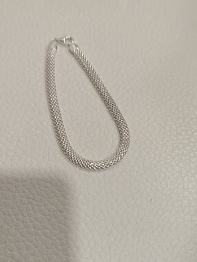 Woven Mesh Silver Bracelet for Women 8 Inch